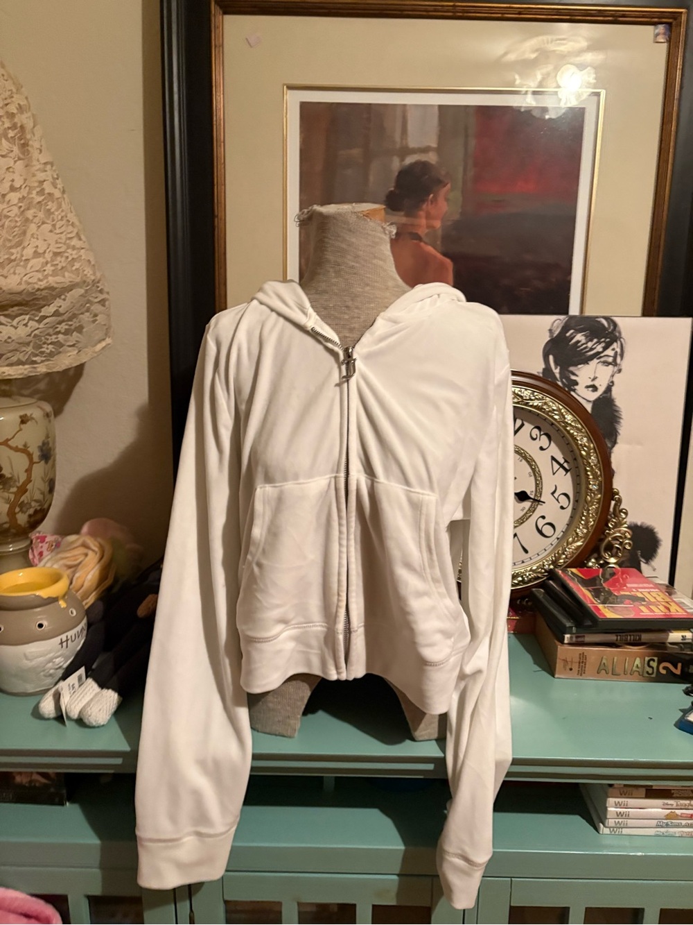 Juicy Couture white velour sweats set Hoodie+Velour sweats